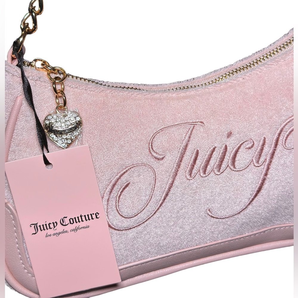 💗 Juicy Couture 💗 Raising Star Shoulder Bag Pink Diamond Velour - Picture 4 of 5